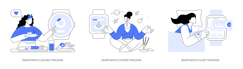 Image showing Smartwatch features isolated cartoon vector illustrations se