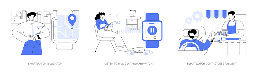 Image showing Smartwatch use isolated cartoon vector illustrations se