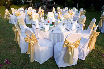 Image showing Outdoor party tables