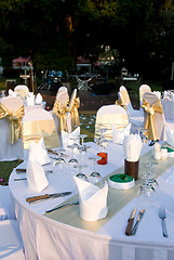 Image showing Outdoor party tables