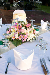 Image showing Detail of party table with flowers.