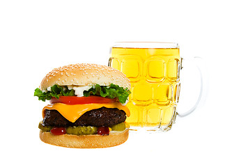Image showing A Beer and a Burger