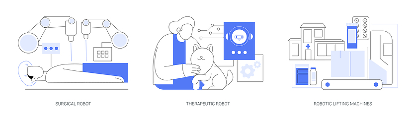 Image showing Health care robots isolated cartoon vector illustrations se
