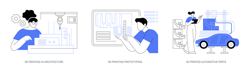 Image showing 3D printing in business isolated cartoon vector illustrations se