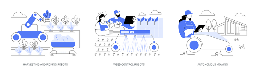 Image showing Agricultural robots isolated cartoon vector illustrations se