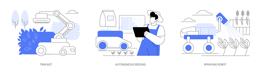 Image showing Use of robots in agriculture isolated cartoon vector illustrations se