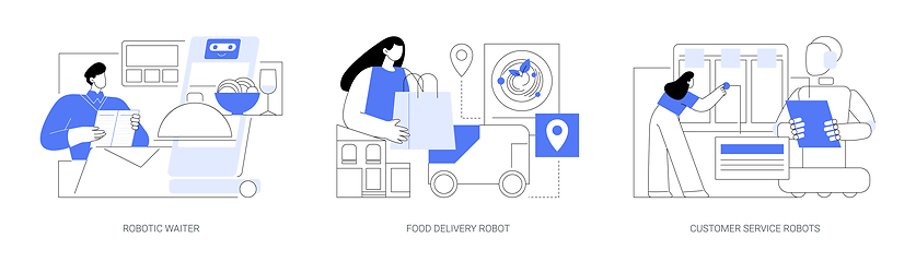 Image showing Service robots isolated cartoon vector illustrations se