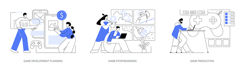 Image showing Game development process isolated cartoon vector illustrations se