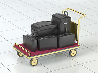 Image showing Airport luggage cart