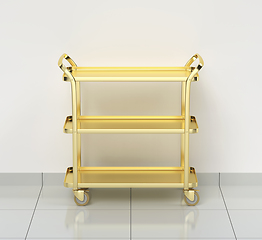 Image showing Gold food serving cart