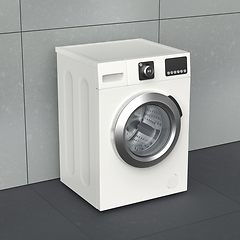 Image showing Washing machine in bathroom

