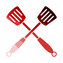 Image showing Crossed Frying Spatula