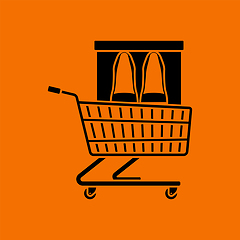 Image showing Shopping Cart With Shoes In Box Icon