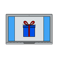 Image showing Laptop With Gift Box On Screen Icon