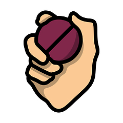 Image showing Hand Holding Cricket Ball Icon