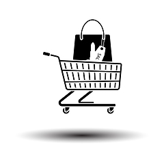 Image showing Shopping Cart With Bag Of Cosmetics Icon