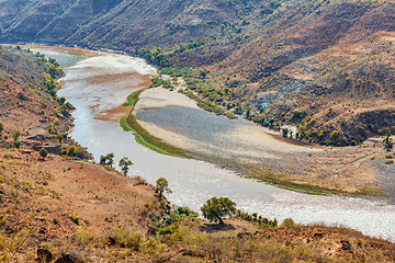 Image showing canyon and river Blue Nile, Amhara Region. Ethiopia wilderness landscape, Africa