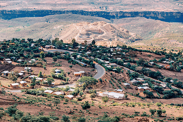 Image showing Beautiful mountain landscape with traditional Ethiopian houses Southern Nations Ethiopia, Africa.