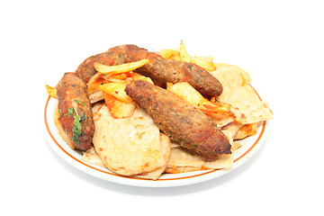 Image showing kebab and potatoes 