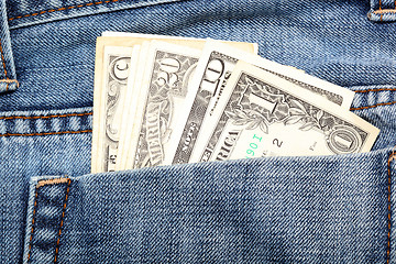 Image showing closeup money jeans