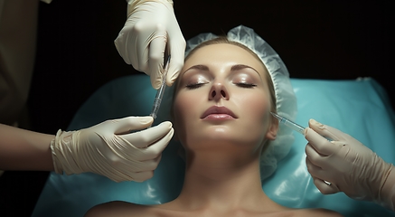 Image showing Woman undergoes botox therapy for a youthful and rejuvenated appearance, embracing non-surgical cosmetic enhancement.