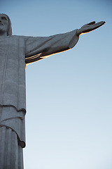 Image showing Christ the Redeemer A symbol of peace. A close-up of image of Christ the Redeemer in Rio.