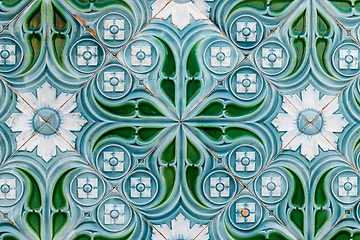 Image showing Traditional Portuguese glazed tiles