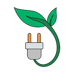 Image showing Electric Plug With Leaves Icon