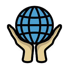 Image showing Hands Holding Planet Icon