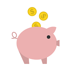 Image showing Golden Coins Fall In Piggy Bank Icon