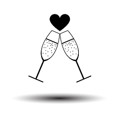 Image showing Champagne Glass With Heart Icon