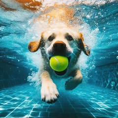 Image showing dog playing and fetching the ball