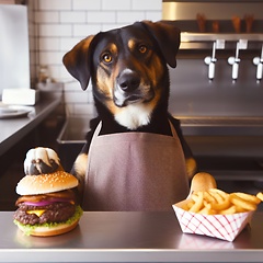 Image showing dog server in fast food restaurant