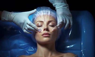 Image showing Woman undergoes botox therapy for a youthful and rejuvenated appearance, embracing non-surgical cosmetic enhancement.