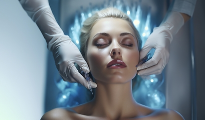 Image showing Woman undergoes botox therapy for a youthful and rejuvenated appearance, embracing non-surgical cosmetic enhancement.