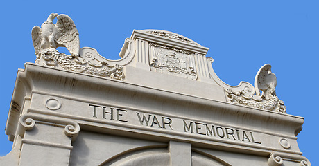 Image showing Hawaii, landmark and gate of war memorial for soldier, military and honour to service of veteran. Waikiki Natatorium, architecture and island for history of army for world, death and freedom