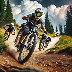 Image showing rough downhill mountain bike racing 