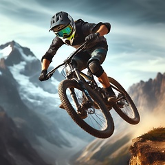 Image showing rough downhill mountain bike racing 