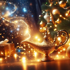Image showing make a wish with the magical genie lamp