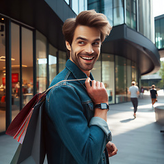 Image showing a happy smiling man shopping