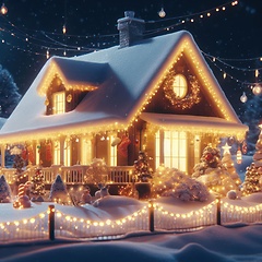 Image showing classic snow covered house at christmas 