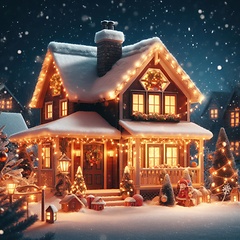 Image showing classic snow covered house at christmas 