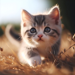 Image showing a cute little kitten exploring and prowling 