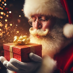 Image showing santa claus blowing magical glittering wishes with this gift gen