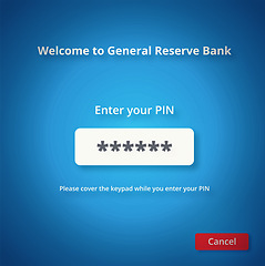 Image showing Banking login, password or pin on internet on website, ecommerce or fintech for online personal finance. Cyber security, data or confidential information for secret code or signup to digital platform