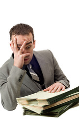 Image showing Overworked Businessman