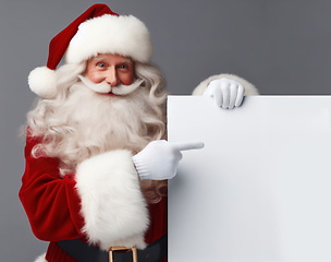 Image showing santa claus holding a sign for copyspace generative ai