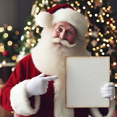 Image showing santa claus holding a sign for copyspace generative ai