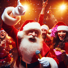 Image showing happy santa claus is partying hard 