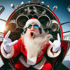 Image showing santa rockin with a massive sound system